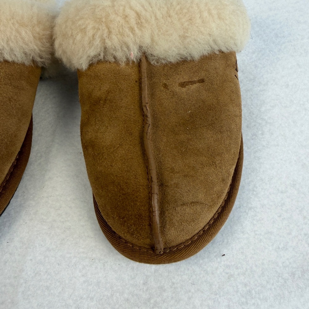 UGG Women Sheepskin Shearling Lined Slippers Slides Tan Size 6 EU 37 - Picture 6 of 11